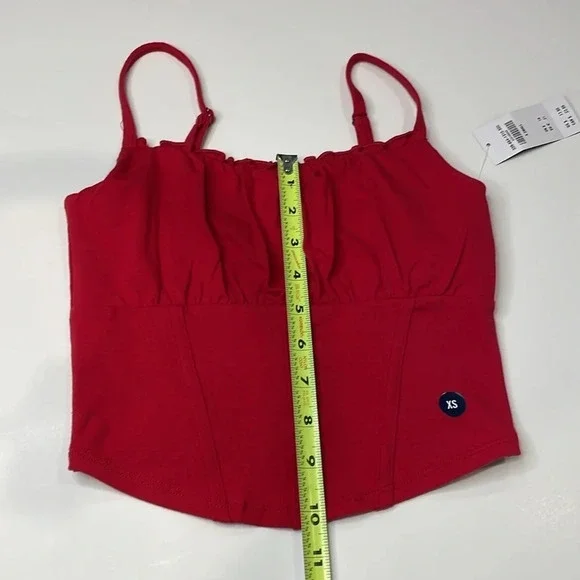 Hollister Red crop corset tank top Women juniors extra small XS ruched boning - Picture 2 of 13